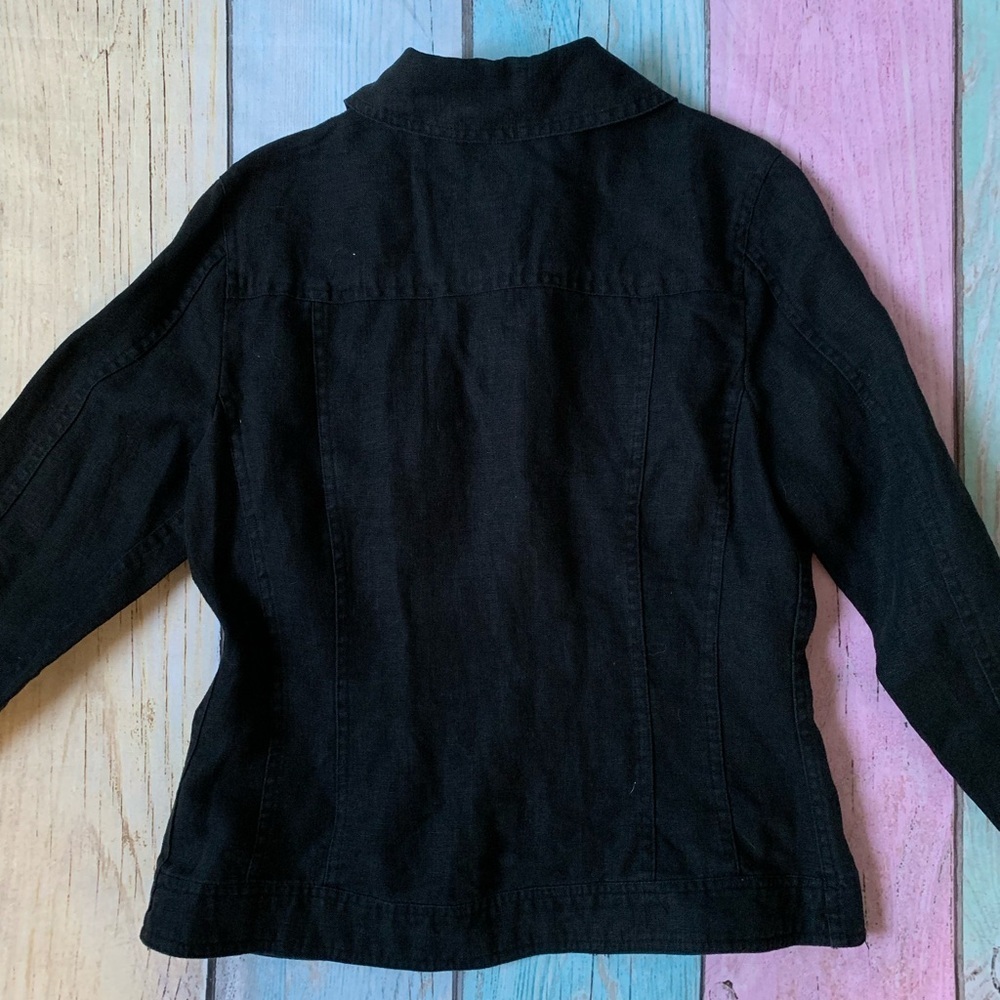 Charter Club Black 100% linen Jacket with Classic Design - Picture 7 of 7